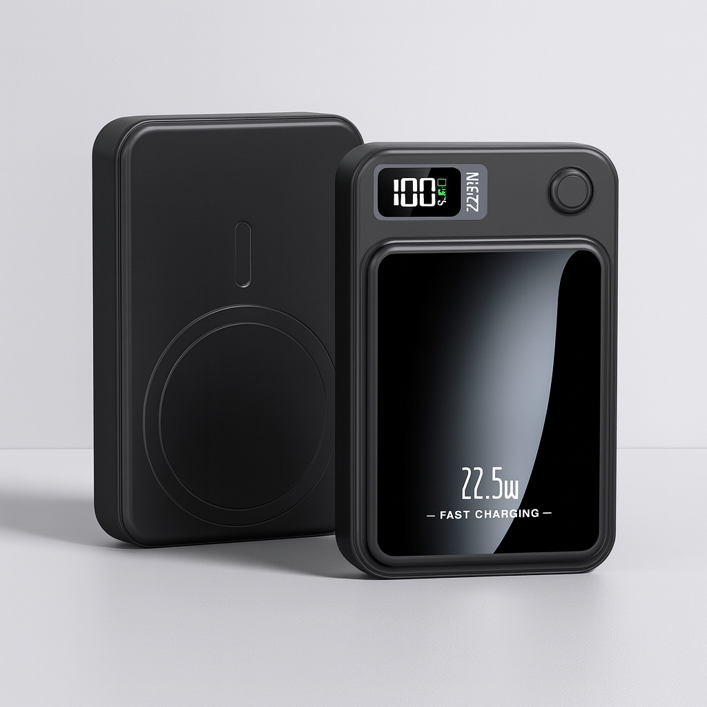 Banco de Energía Portátil 20000mAh con Carga Rápida de 22.5W y Carga Inalámbrica – Delgado y Móvil