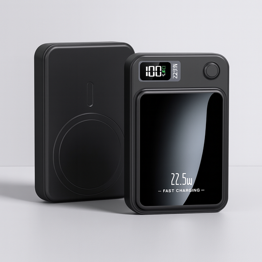 Banco de Energía Portátil 20000mAh con Carga Rápida de 22.5W y Carga Inalámbrica – Delgado y Móvil