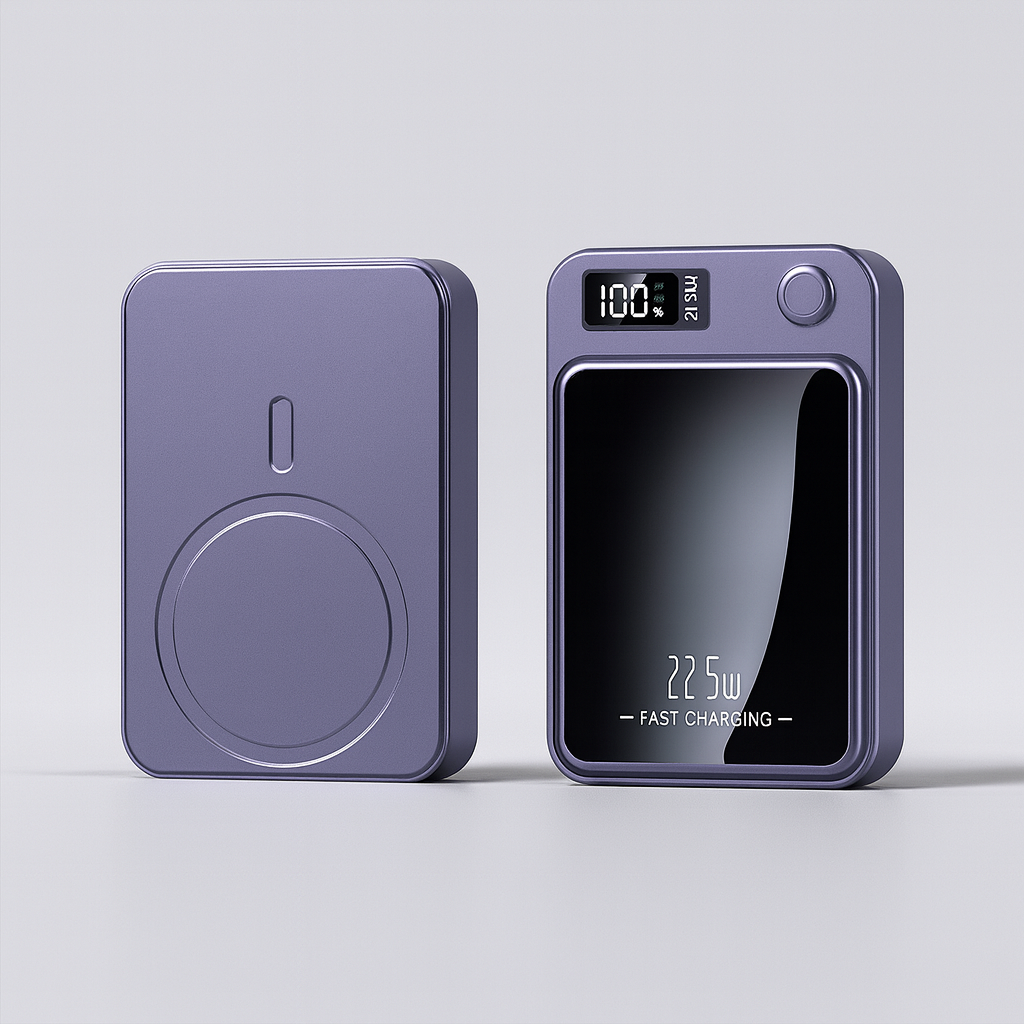 Banco de Energía Portátil 20000mAh con Carga Rápida de 22.5W y Carga Inalámbrica – Delgado y Móvil