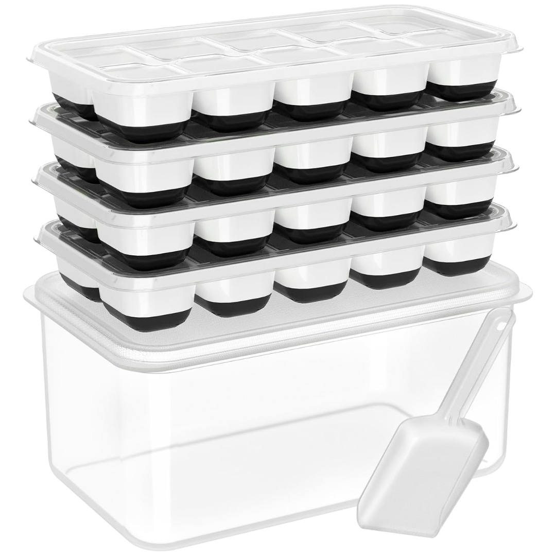 Bandejas de Hielo de Silicona Apilables con Caja de Almacenamiento