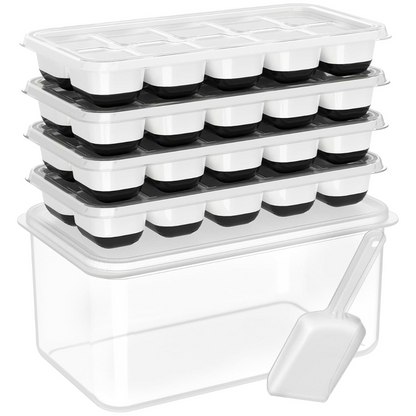 Bandejas de Hielo de Silicona Apilables con Caja de Almacenamiento