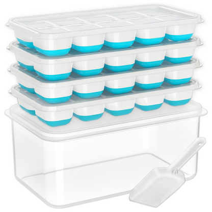 Bandejas de Hielo de Silicona Apilables con Caja de Almacenamiento