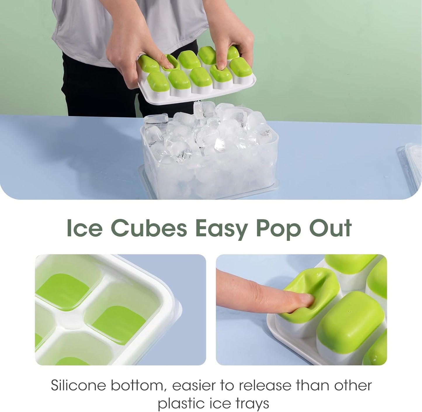 Bandejas de Hielo de Silicona Apilables con Caja de Almacenamiento