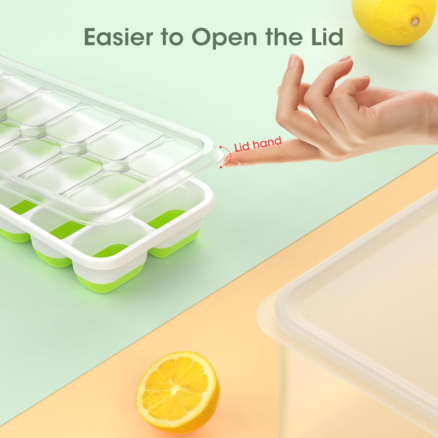 Bandejas de Hielo de Silicona Apilables con Caja de Almacenamiento