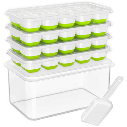 Bandejas de Hielo de Silicona Apilables con Caja de Almacenamiento
