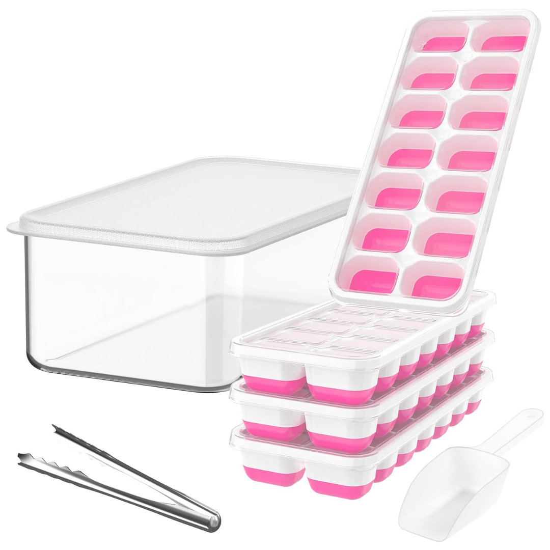 Bandejas de Hielo de Silicona Apilables con Caja de Almacenamiento