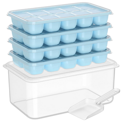 Bandejas de Hielo de Silicona Apilables con Caja de Almacenamiento