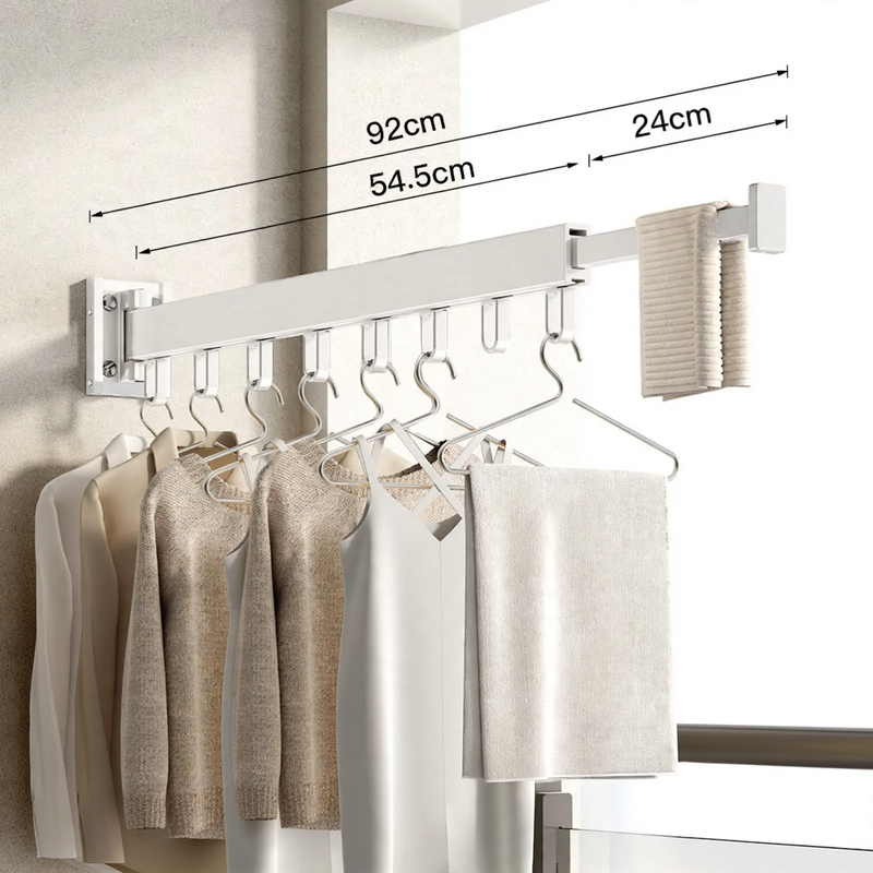 Barra tendedero de pared extensible de aluminio