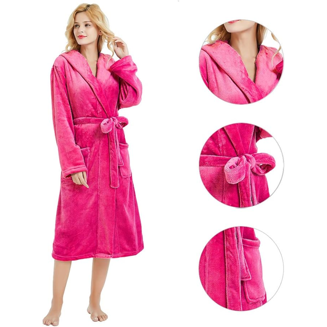 Bata de Baño de Forro Polar para Damas con Capucha – Vivianne