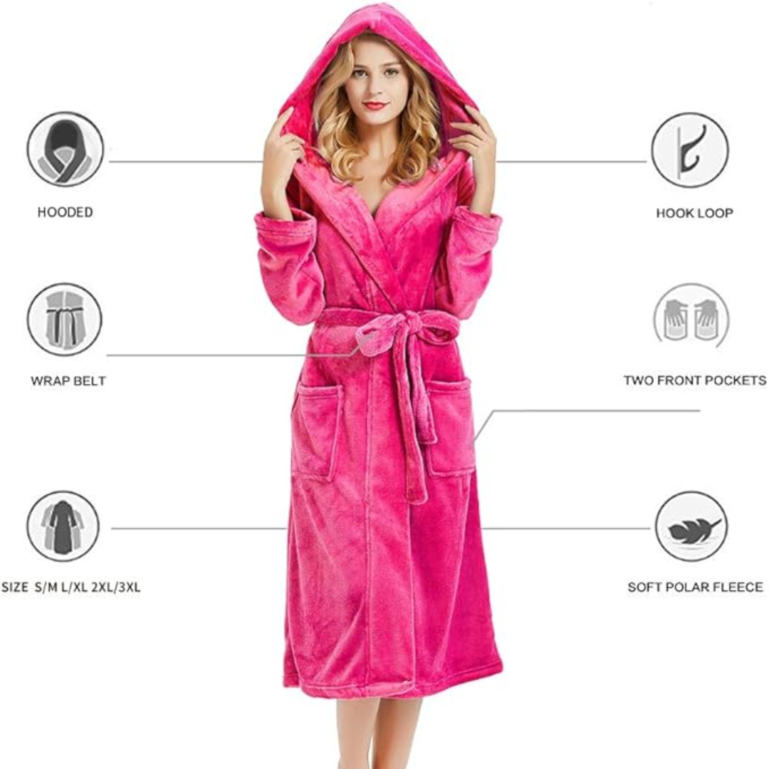 Bata de Baño de Forro Polar para Damas con Capucha – Vivianne