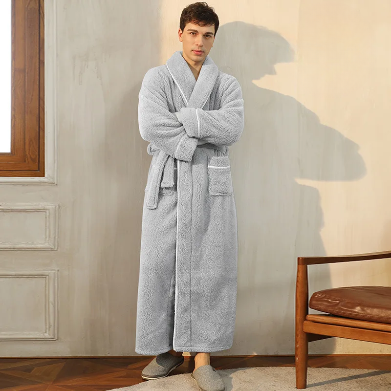 Bata de baño de invierno de forro polar para hombre