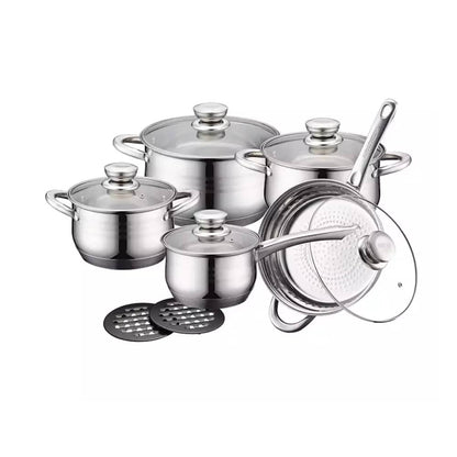 Batería de cocina de acero inoxidable (12 piezas)