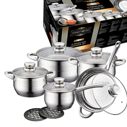 Batería de cocina de acero inoxidable (12 piezas)