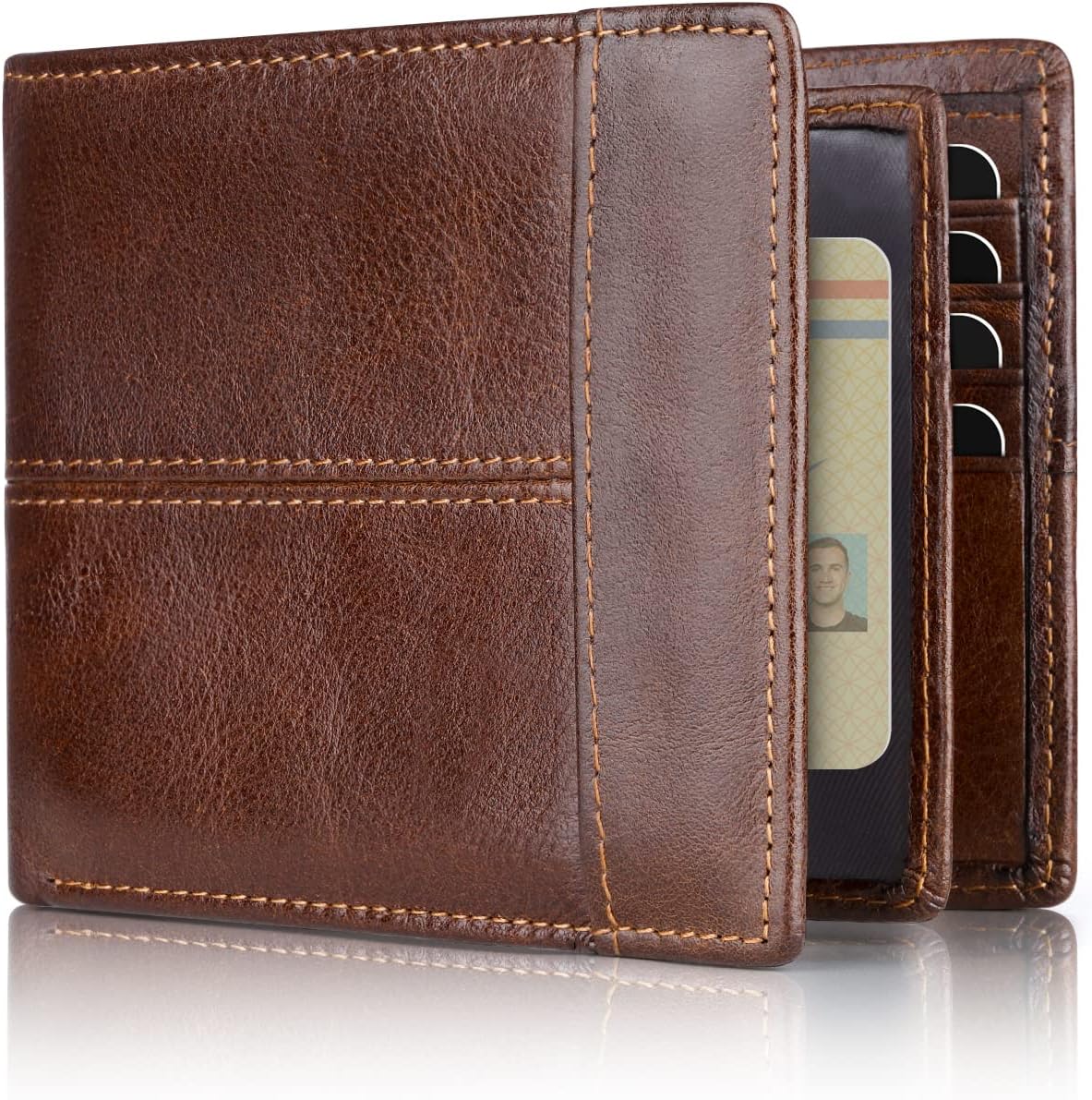 Billetera Bifold de Cuero Premium con Bloqueo RFID para Hombres - SlimArmor