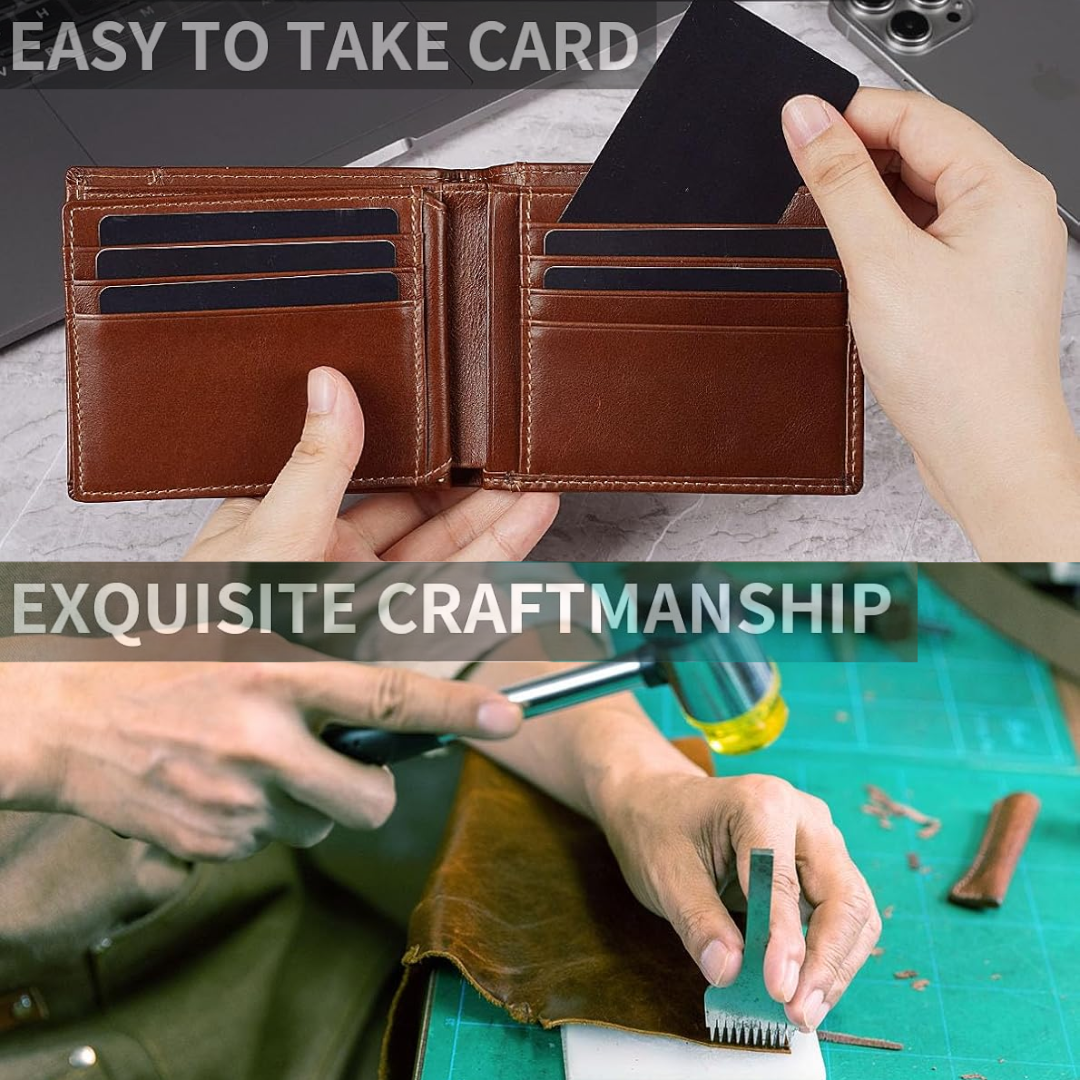 Billetera Bifold de Cuero Premium con Bloqueo RFID para Hombres - SlimArmor