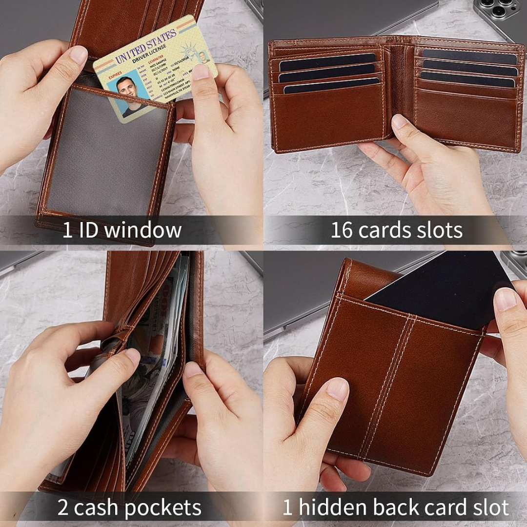 Billetera Bifold de Cuero Premium con Bloqueo RFID para Hombres - SlimArmor
