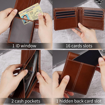 Billetera Bifold de Cuero Premium con Bloqueo RFID para Hombres - SlimArmor