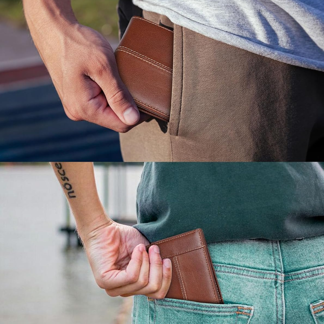 Billetera Bifold de Cuero Premium con Bloqueo RFID para Hombres - SlimArmor