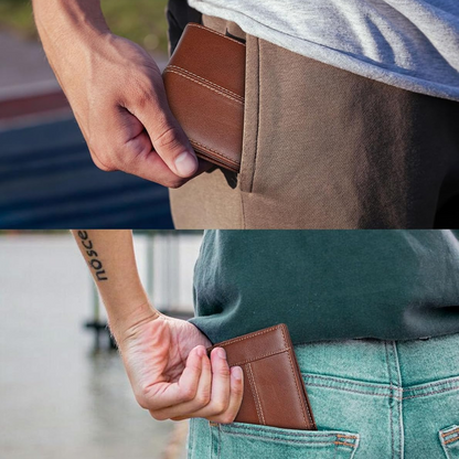 Billetera Bifold de Cuero Premium con Bloqueo RFID para Hombres - SlimArmor