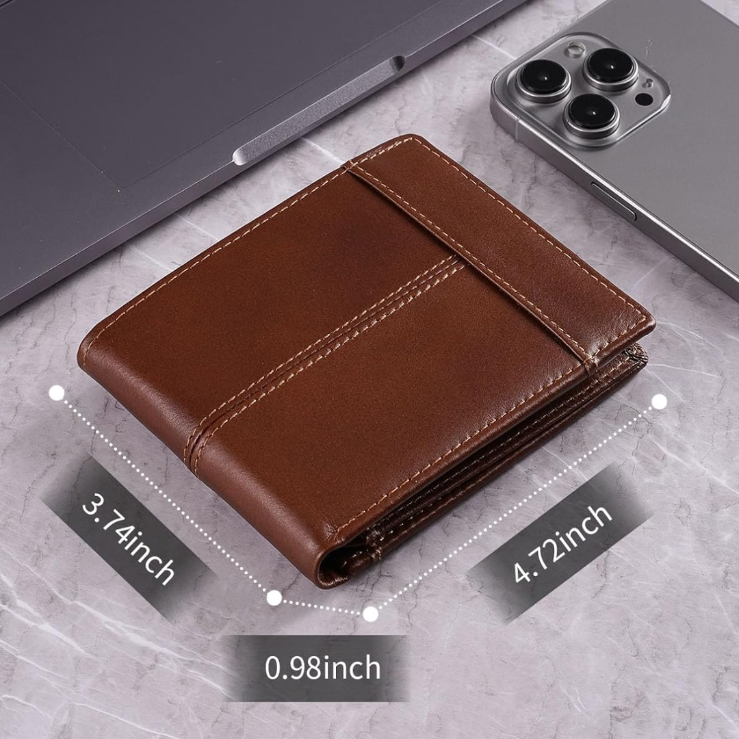 Billetera Bifold de Cuero Premium con Bloqueo RFID para Hombres - SlimArmor