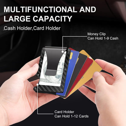 Billetera delgada con bloqueo RFID hecha de fibra de carbono con clip para dinero - CarbonVault