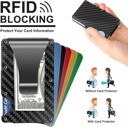 Billetera delgada con bloqueo RFID hecha de fibra de carbono con clip para dinero - CarbonVault