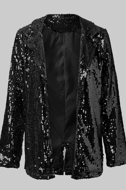 Blazer brillante de lentejuelas para mujer