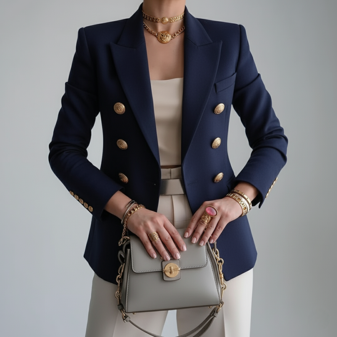 Blazer cruzado entallado para mujer