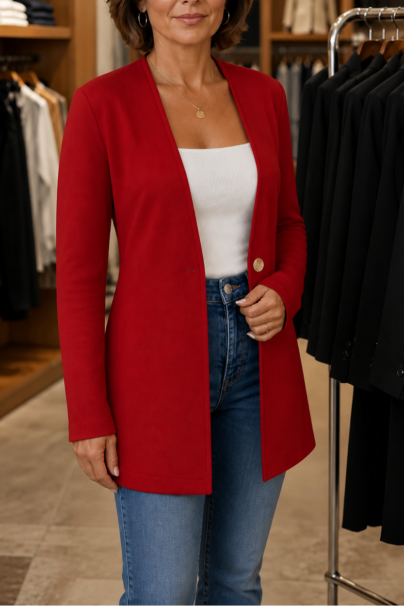 Blazer de corte evasé con cuello en V y un solo botón