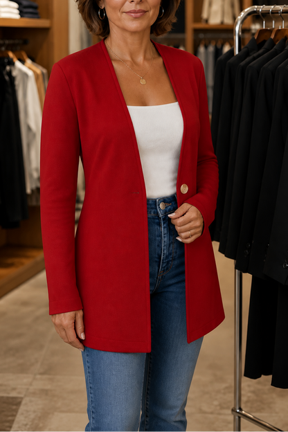 Blazer de corte evasé con cuello en V y un solo botón