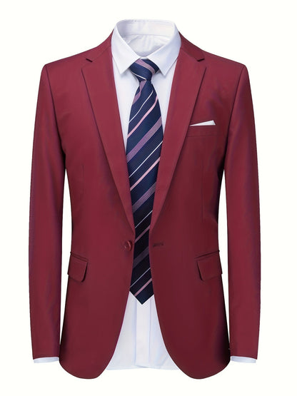 Blazer para hombre transpirable de corte entallado en tejido premium para oficina