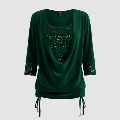 Blusa elegante de manga larga con lentejuelas para mujer