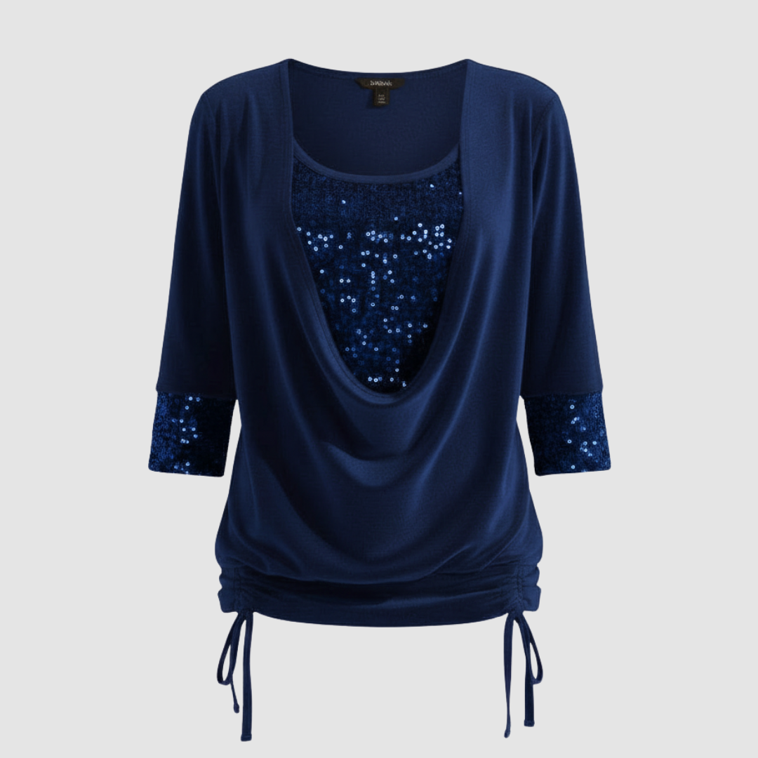 Blusa elegante de manga larga con lentejuelas para mujer