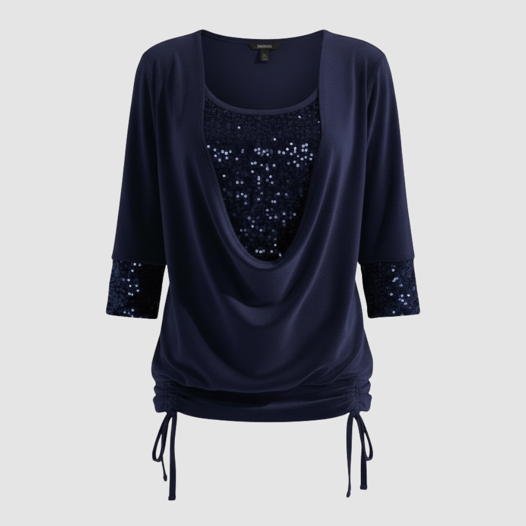 Blusa elegante de manga larga con lentejuelas para mujer