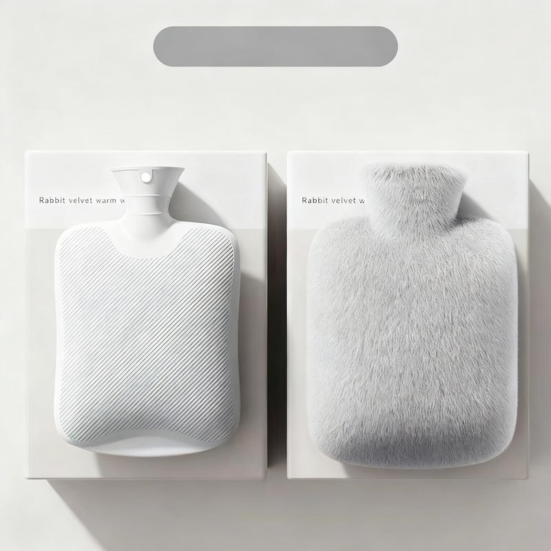 Bolsa de agua caliente con funda de felpa opcional, 500–2000 ml