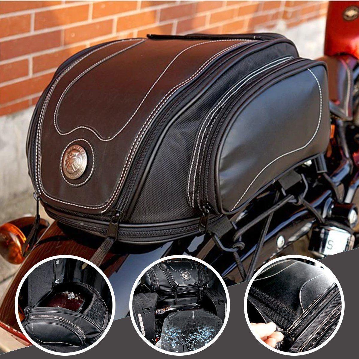 Bolsa de Cola de Motocicleta Resistente al Agua con Almacenamiento Expandible