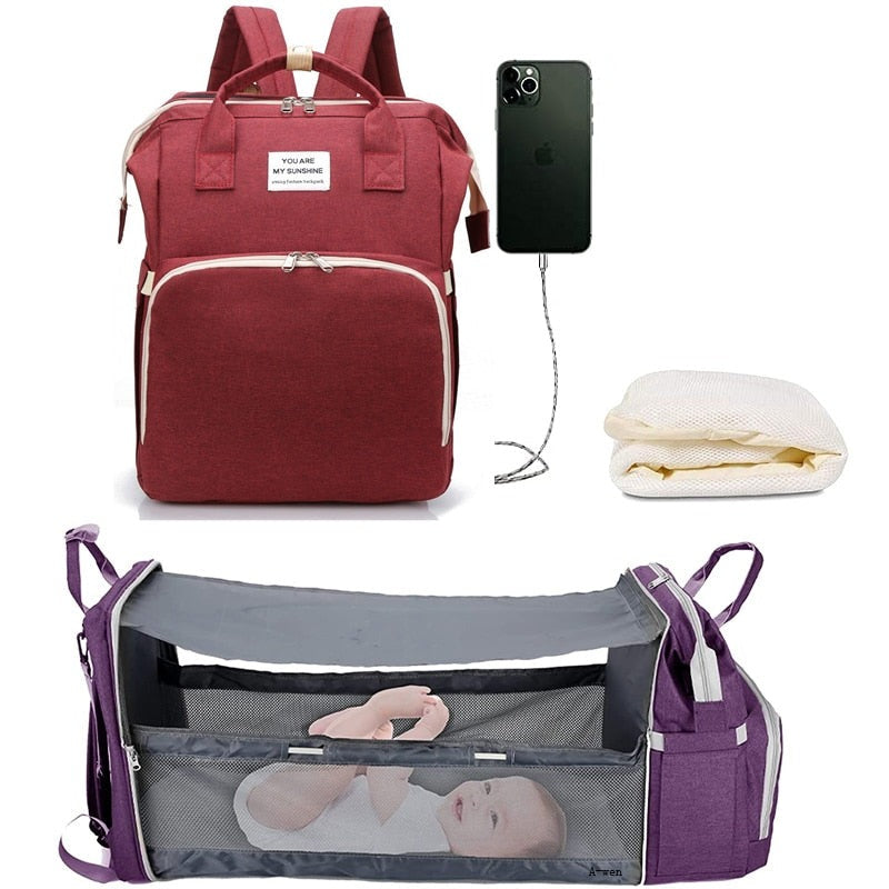 Bolsa de Pañales para Bebé 2 en 1 con Cambiador Plegable