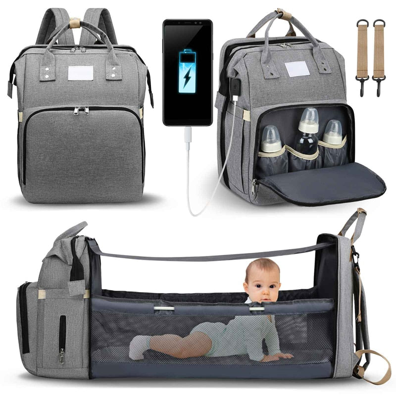 Bolsa de Pañales para Bebé 2 en 1 con Cambiador Plegable