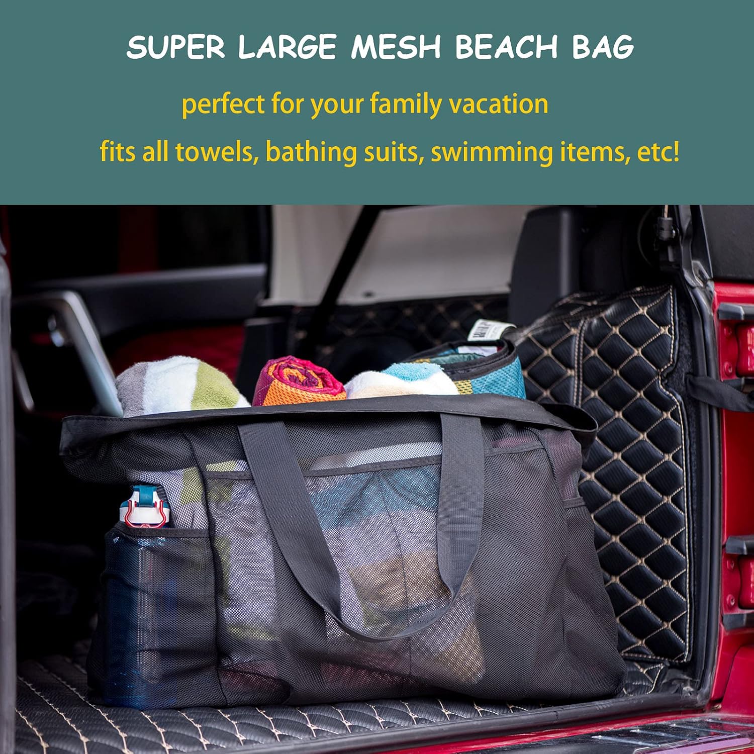 Bolsa de Playa de Malla Extra Grande con Cremallera – Impermeable a la Arena