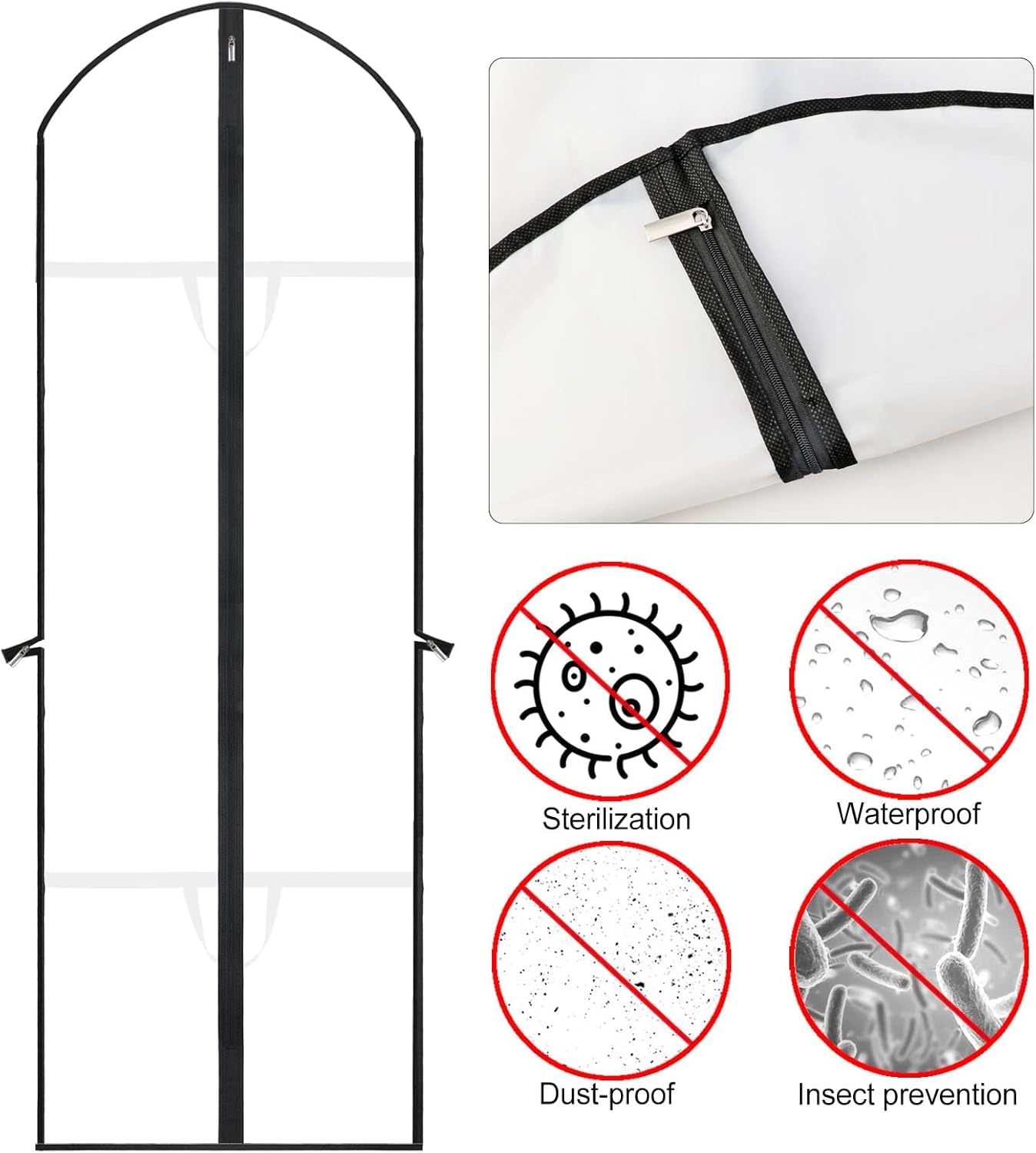 Bolsa de Prenda Extra-Larga para Vestidos y Tocados – 71" (180.34 cm) Fundas Protectores con Asas