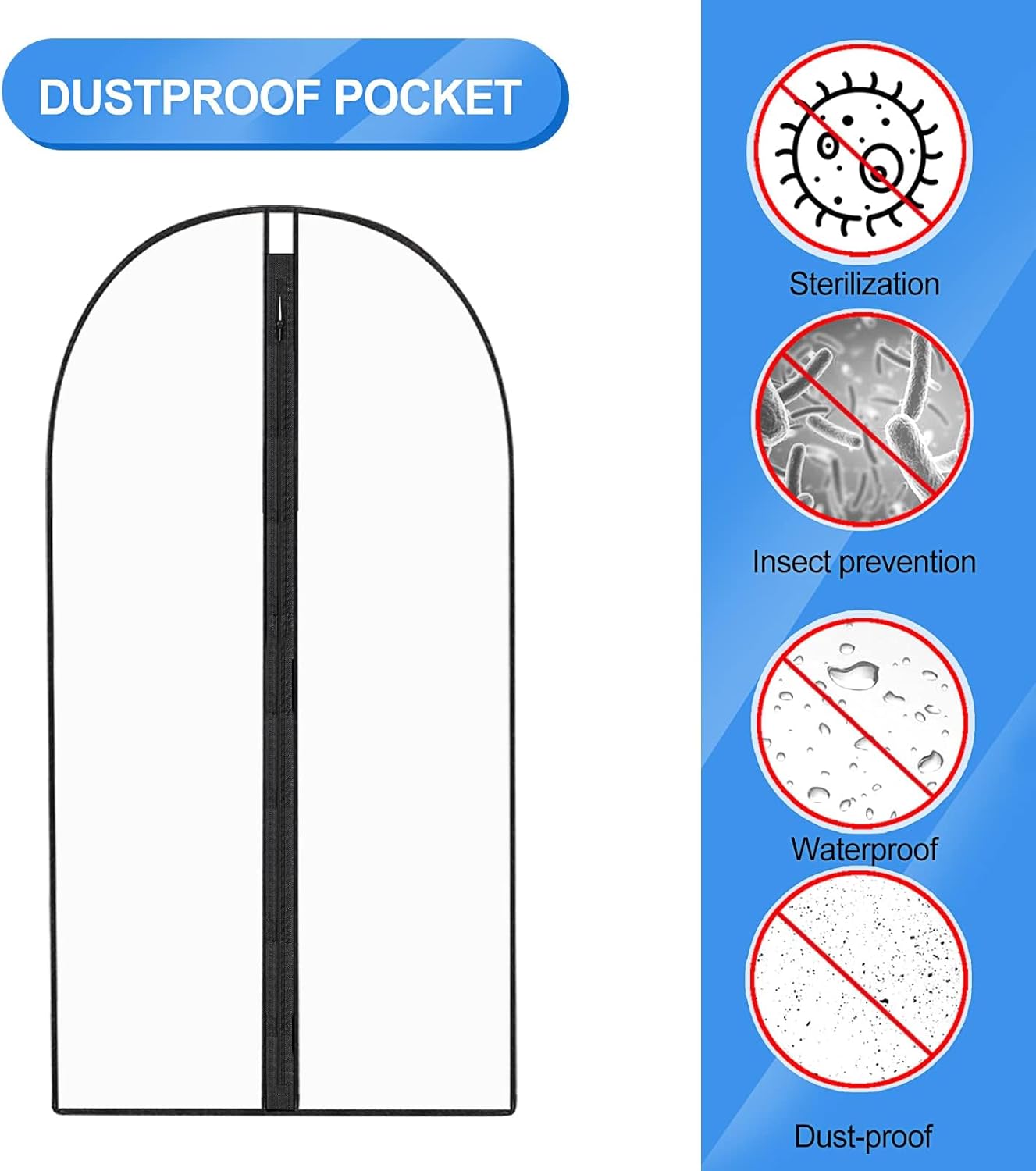 Bolsa de Prenda Extra-Larga para Vestidos y Tocados – 71" (180.34 cm) Fundas Protectores con Asas