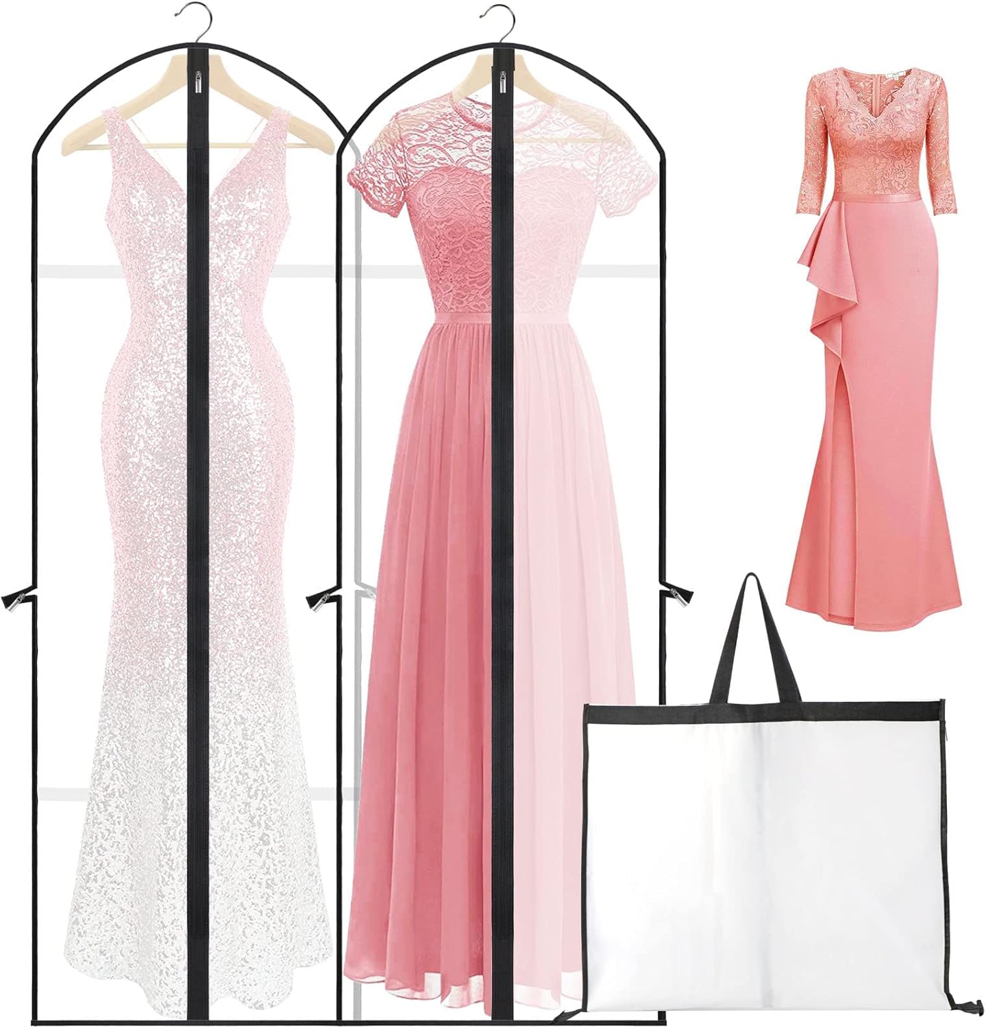 Bolsa de Prenda Extra-Larga para Vestidos y Tocados – 71" (180.34 cm) Fundas Protectores con Asas