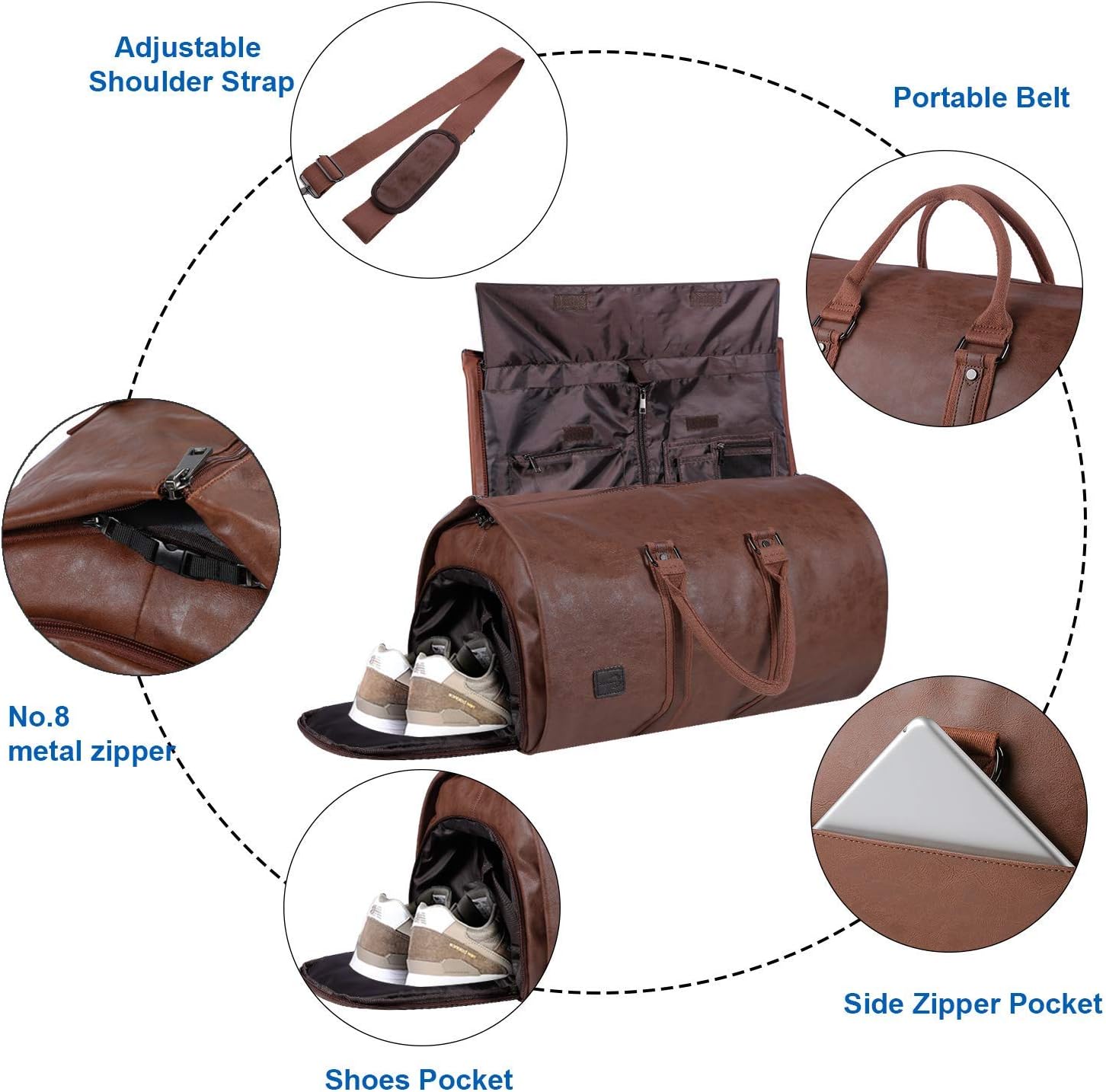 Bolsa de Viaje Convertible de Cuero PU – Maleta de Fin de Semana