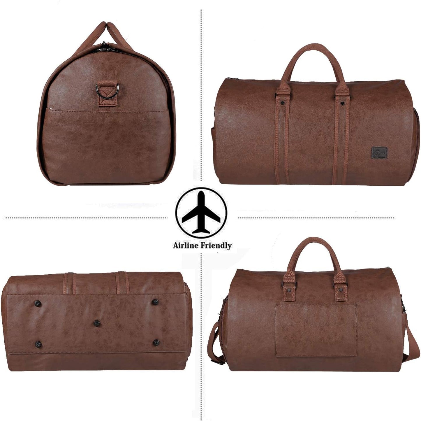 Bolsa de Viaje Convertible de Cuero PU – Maleta de Fin de Semana