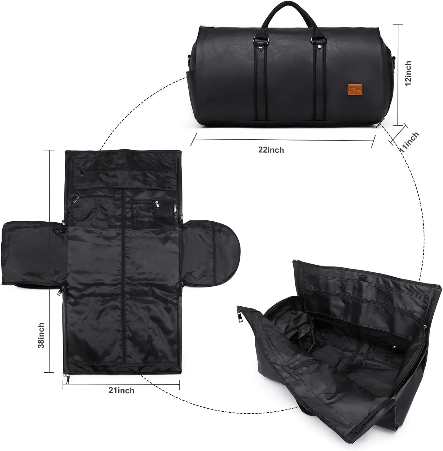 Bolsa de Viaje Convertible de Cuero PU – Maleta de Fin de Semana