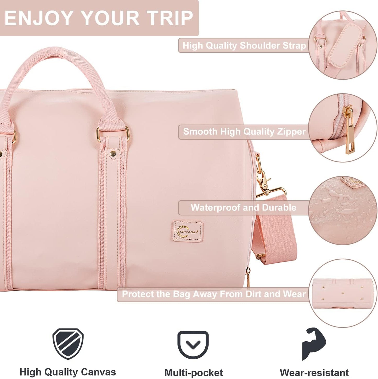 Bolsa de Viaje Convertible de Cuero PU – Maleta de Fin de Semana