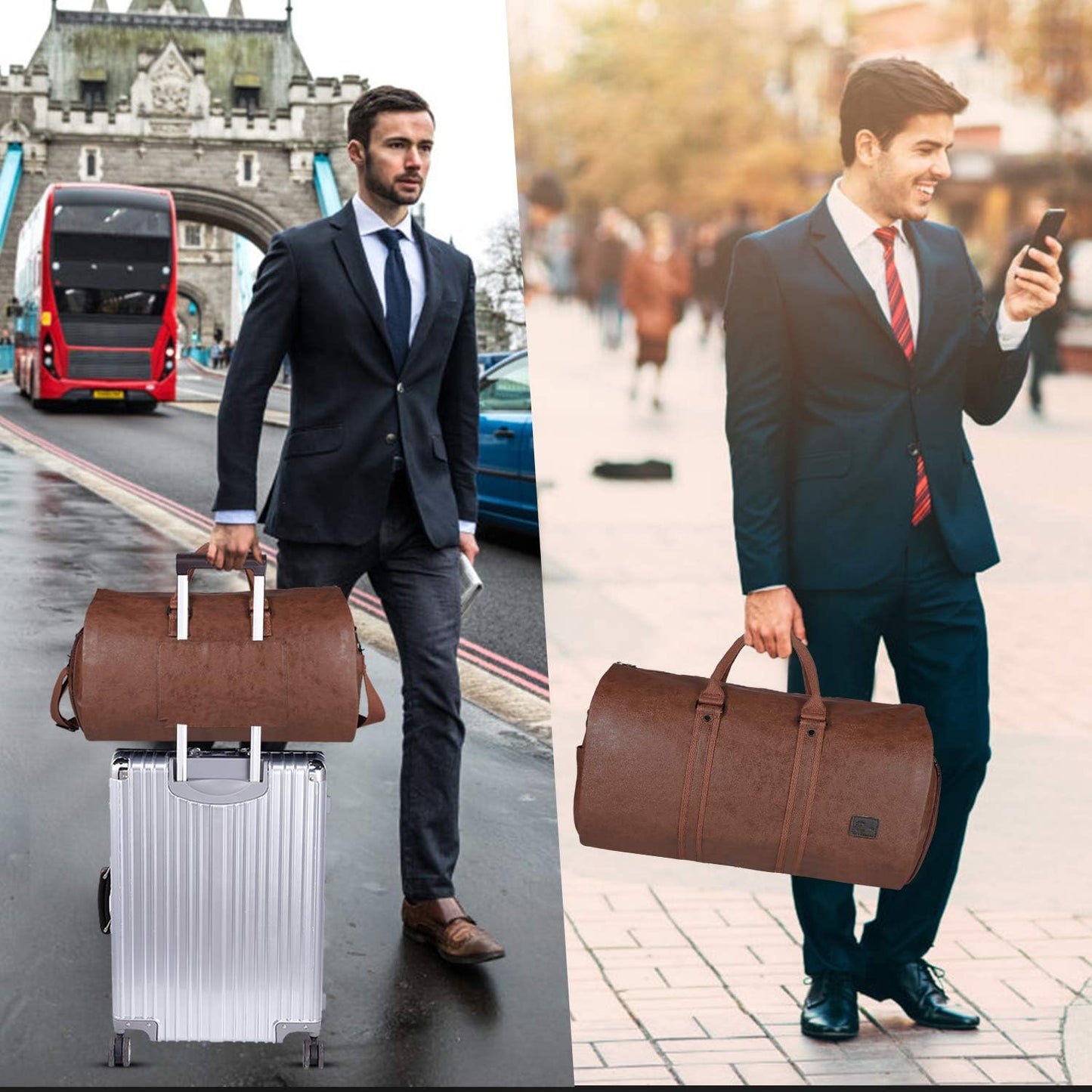 Bolsa de Viaje Convertible de Cuero PU – Maleta de Fin de Semana