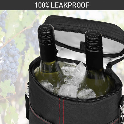 Bolsa Térmica Aislante para 2 Botellas de Vino con Correa Ajustable