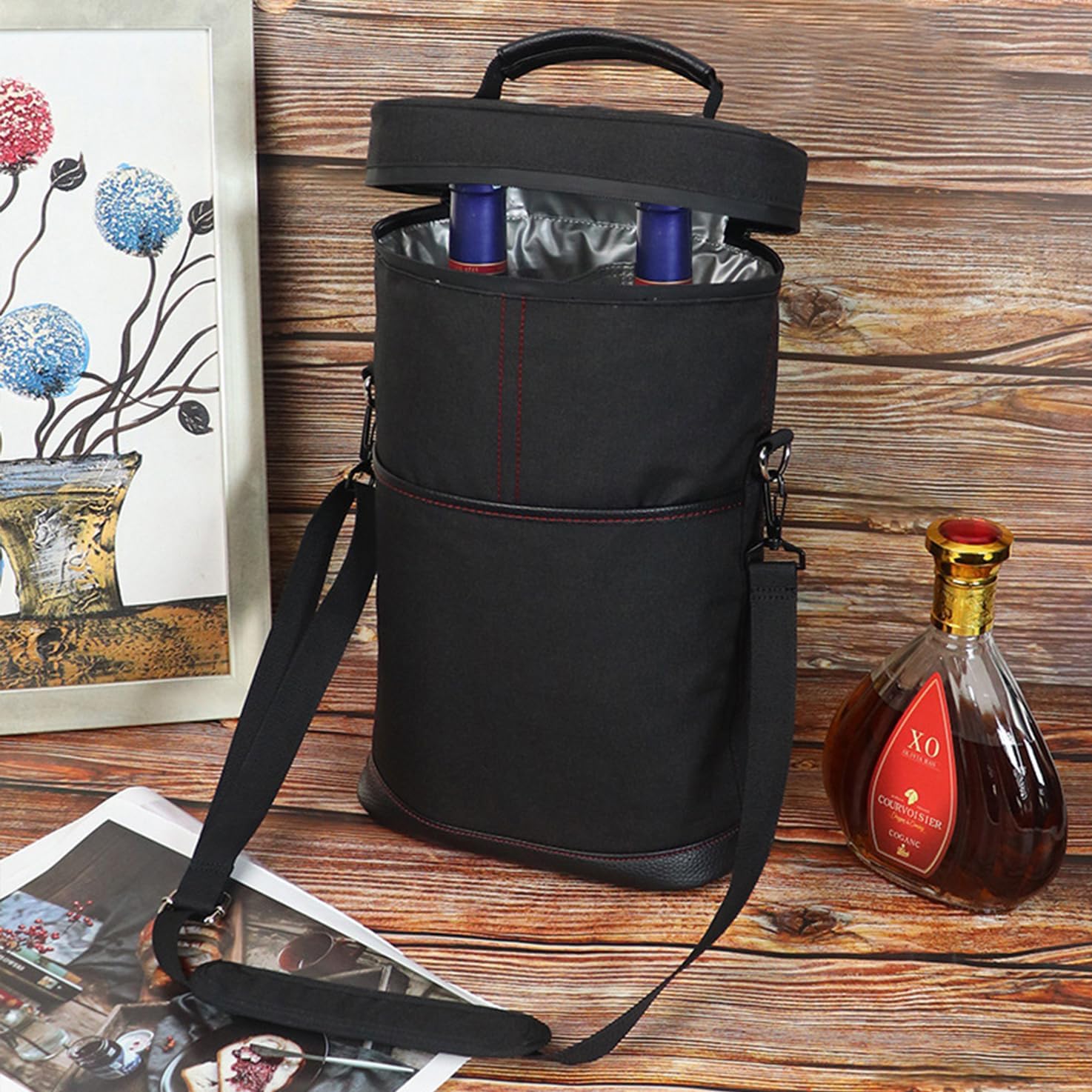 Bolsa Térmica Aislante para 2 Botellas de Vino con Correa Ajustable
