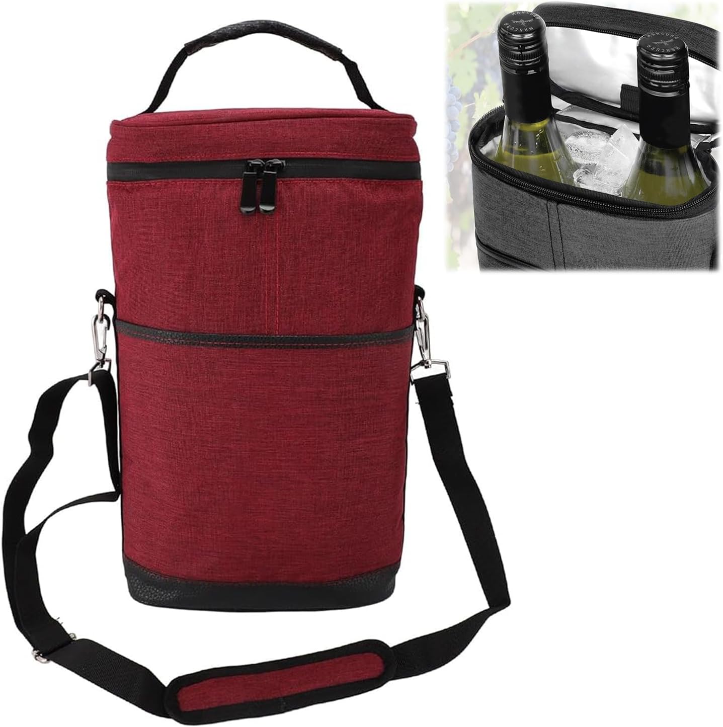 Bolsa Térmica Aislante para 2 Botellas de Vino con Correa Ajustable